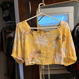 Yellow silk crop top H&M shirt